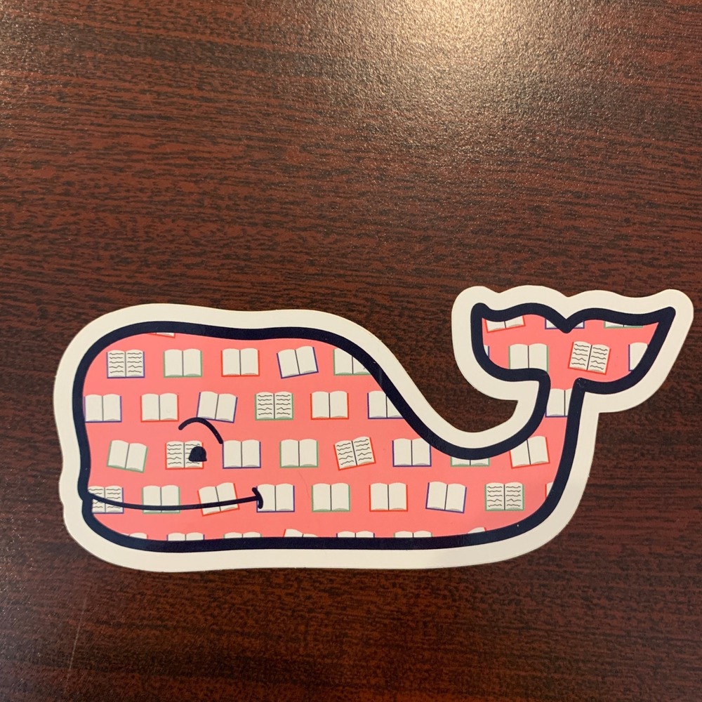 Vineyard Vines Pink Whale Book Pattern Sticker Passport to the Good Life Decal